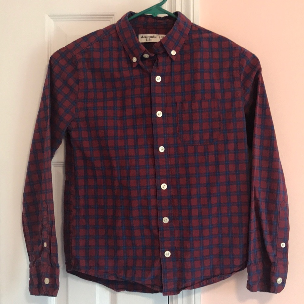 Abercrombie wine and blue plaid shirt